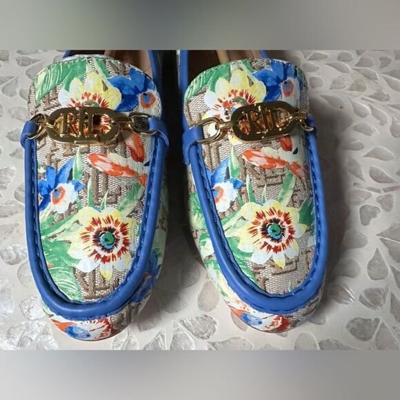 RALPH LAUREN Averi II floral Monogram Jacquard Loafer Flat Driving Shoe NEW - Picture 9 of 14